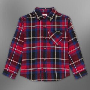 Levi’s Shirt Classic Plaid Pattern Long Sleeve Chest Pocket Button-Down Boys L